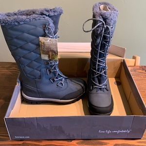 NWT BEARPAW Isabella Winter Boots, Charcoal, Tall Boots, Water Resistant Size 9